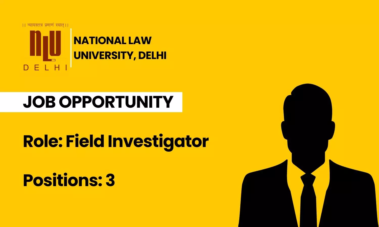 Job Opportunity: Field Investigators with NLU Delhi Project on Indigenous Mechanism for Dispensation of Justice in India Job Opportunity: Field Investigators with NLU Delhi Project on Indigenous Mechanism for Dispensation of Justice in India